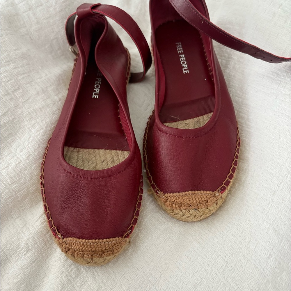 Free People Red Espadrille Flats with Ankle Straps